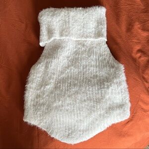CROPPED COZY WHITE SWEATER-KNIT TURTLENECK TOP